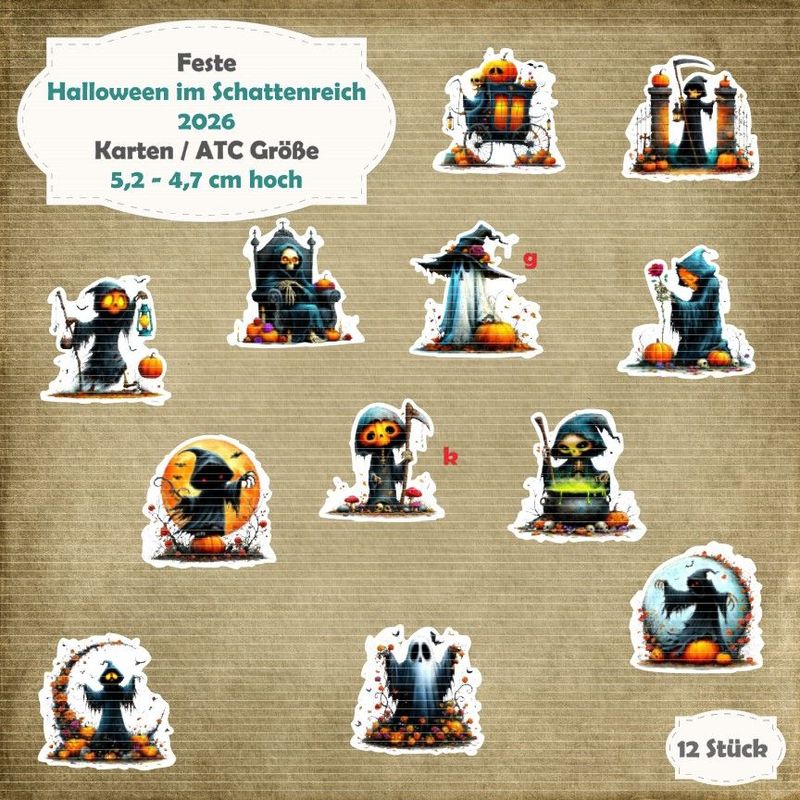 Halloween im Schattenreich - 2026 - 210g - Album / Karte / ATC Größe - 12 Teile - Die Cuts Halloween im Schattenreich - 2026 - 210g - Album / Karte / ATC Größe - 12 Teile - Die Cuts