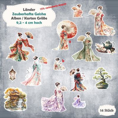 Zauberhafte Geisha - 210g - Alben / Karten Größe - 14 Stanzteile - Die Cut Zauberhafte Geisha - 210g - Alben / Karten Größe - 14 Stanzteile - Die Cut