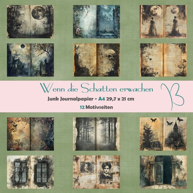 Wenn die Schatten erwachen - Halloween 2026 - A4 - Junk Journal Seiten - 12 Seiten Wenn die Schatten erwachen - Halloween 2026 - A4 - Junk Journal Seiten - 12 Seiten