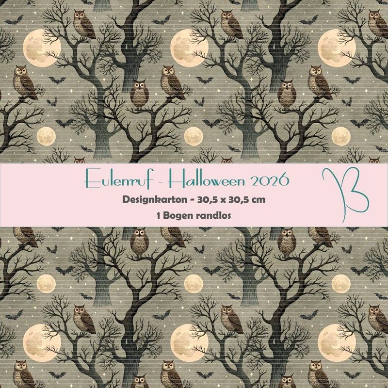 Eulenruf - Halloween 2026 - Designkarton - 30,5 x 30,5 cm - randlos - 1 Bogen Eulenruf - Halloween 2026 - Designkarton - 30,5 x 30,5 cm - randlos - 1 Bogen