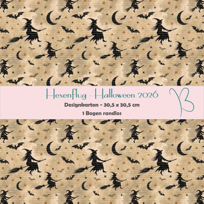 Hexenflug - Halloween 2026 - Designkarton - 30,5 x 30,5 cm - randlos - 1 Bogen Hexenflug - Halloween 2026 - Designkarton - 30,5 x 30,5 cm - randlos - 1 Bogen