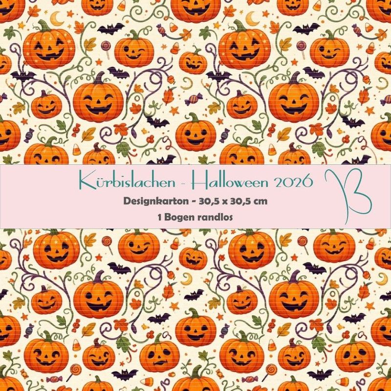 Kürbislachen - Halloween 2026 - Designkarton - 30,5 x 30,5 cm - randlos - 1 Bogen Kürbislachen - Halloween 2026 - Designkarton - 30,5 x 30,5 cm - randlos - 1 Bogen