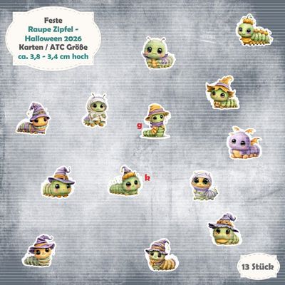 Raupe Zipfel - Halloween 2026 - 210g - Album / Karte / ATC Größe - 13 Teile - Die Cuts Raupe Zipfel - Halloween 2026 - 210g - Album / Karte / ATC Größe - 13 Teile - Die Cuts
