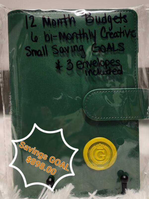 1 Year Budget book with Savings Goals totaling $898.00
