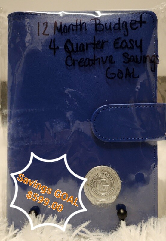 1 Year Budget book with Savings Goal totaling $599.00
