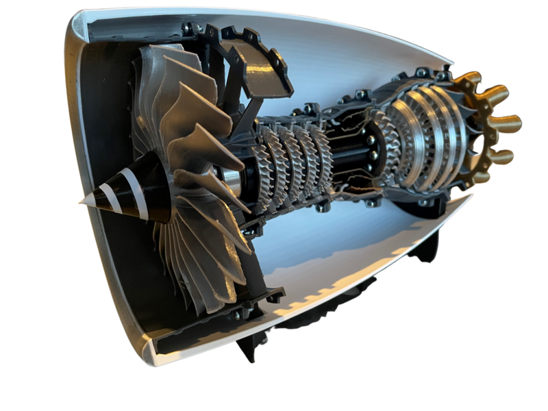 3D-geprint vliegtuig straalmotor in cowling