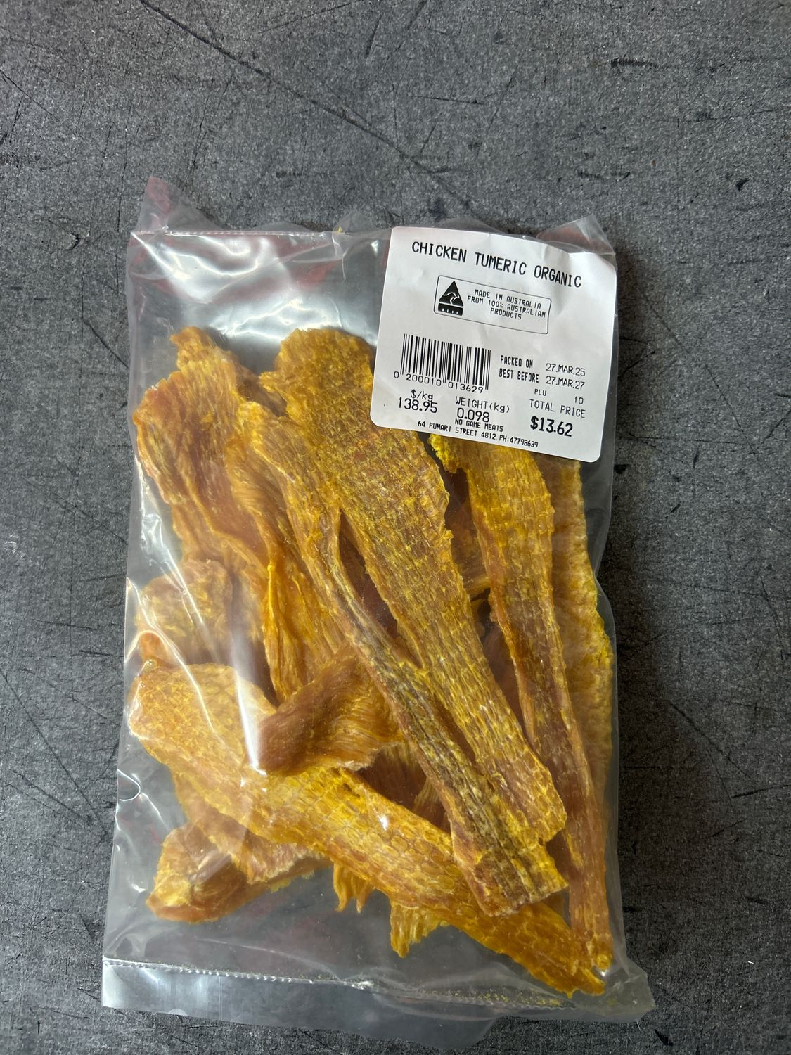 Dried Chicken Jerky (Tumeric)