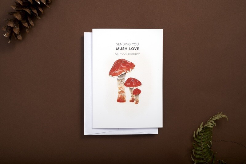 Mush Love mushroom birthday card