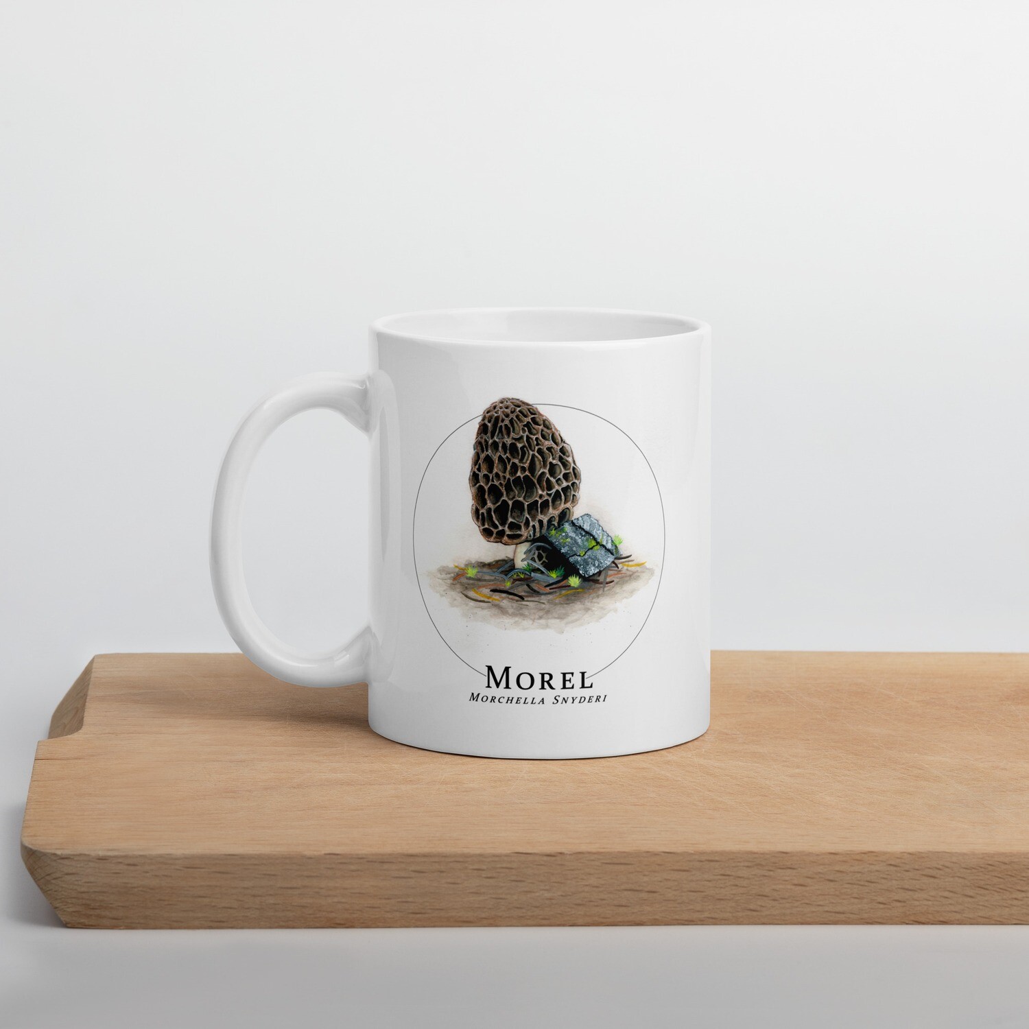 Morel White glossy mug