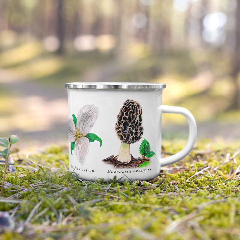 Morels &amp; Wildflower Enamel Mug