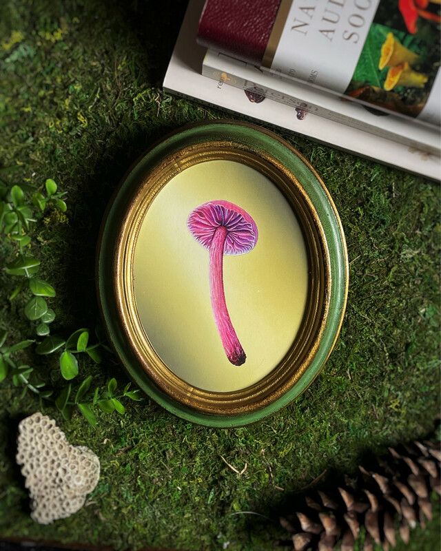 Amethyst Deceiver Print, mushroom wall art , pastel painting