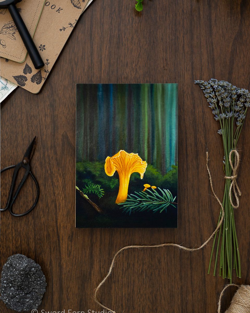 Craterellus tubaeformis &quot;Yellowfoot&quot; Mushroom Art Print