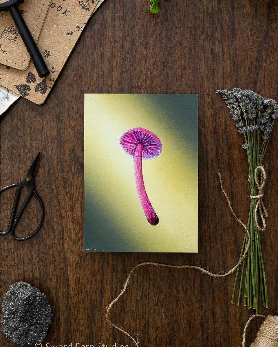 Amethyst Deceiver Print, mushroom wall art , pastel painting