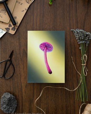 Amethyst Deceiver Print, mushroom wall art , pastel painting