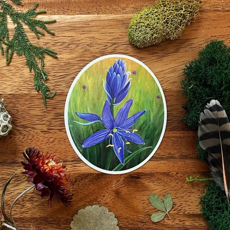 Camas Lily Flower Sticker, PNW Wildflower Decal, Waterproof Vinyl (3" Die Cut)
