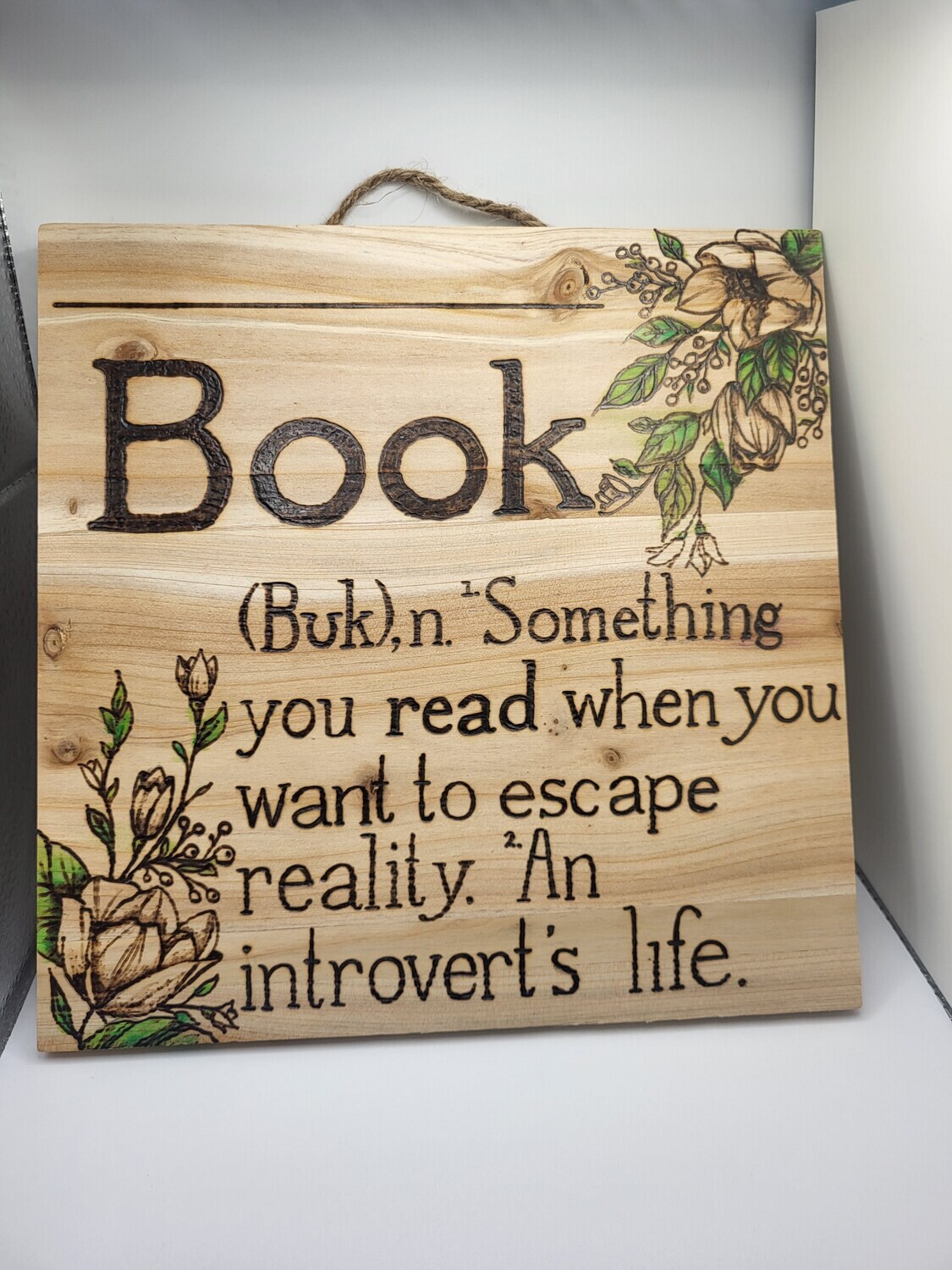 Book Definition Woodburned Sign