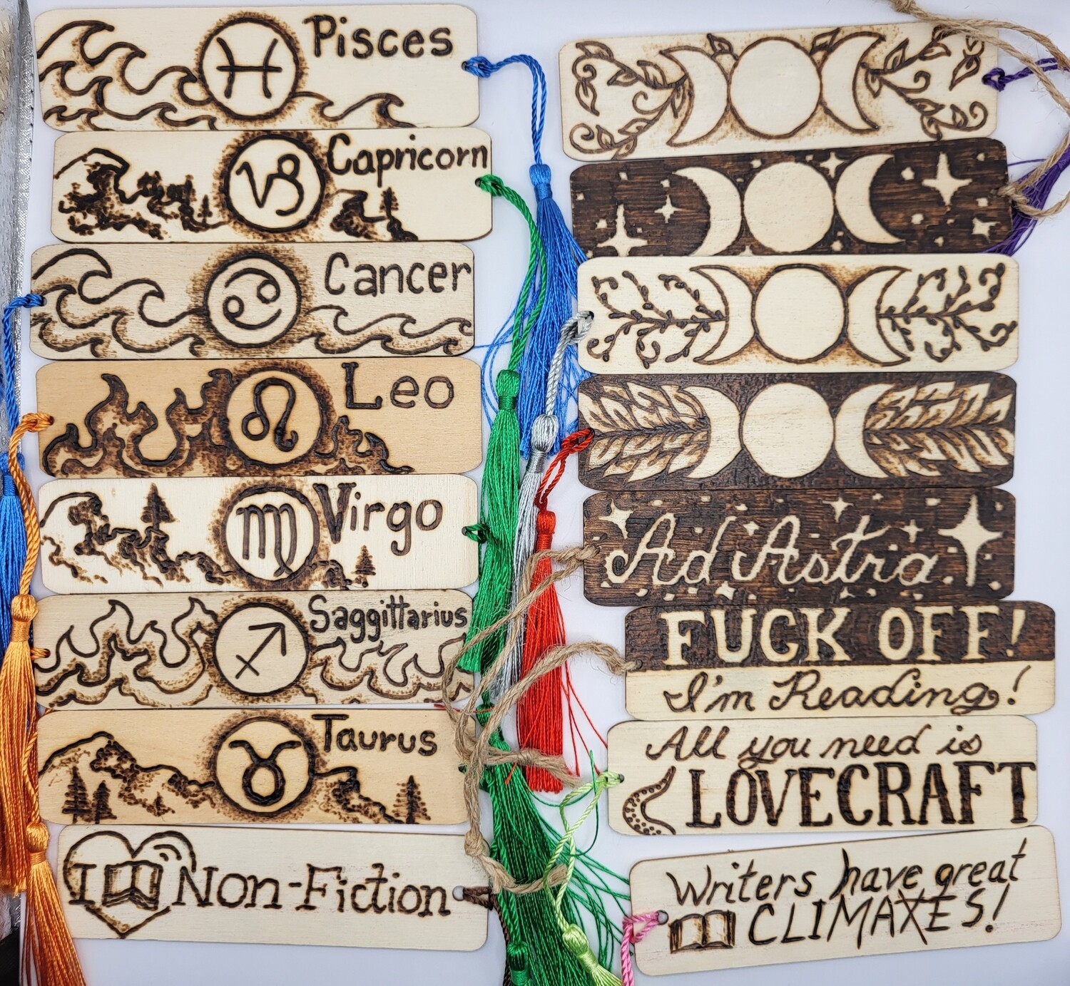 Hand-Burned Bookmarks Set #3