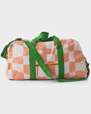 Checkerboard Pink & White Duffle Bag