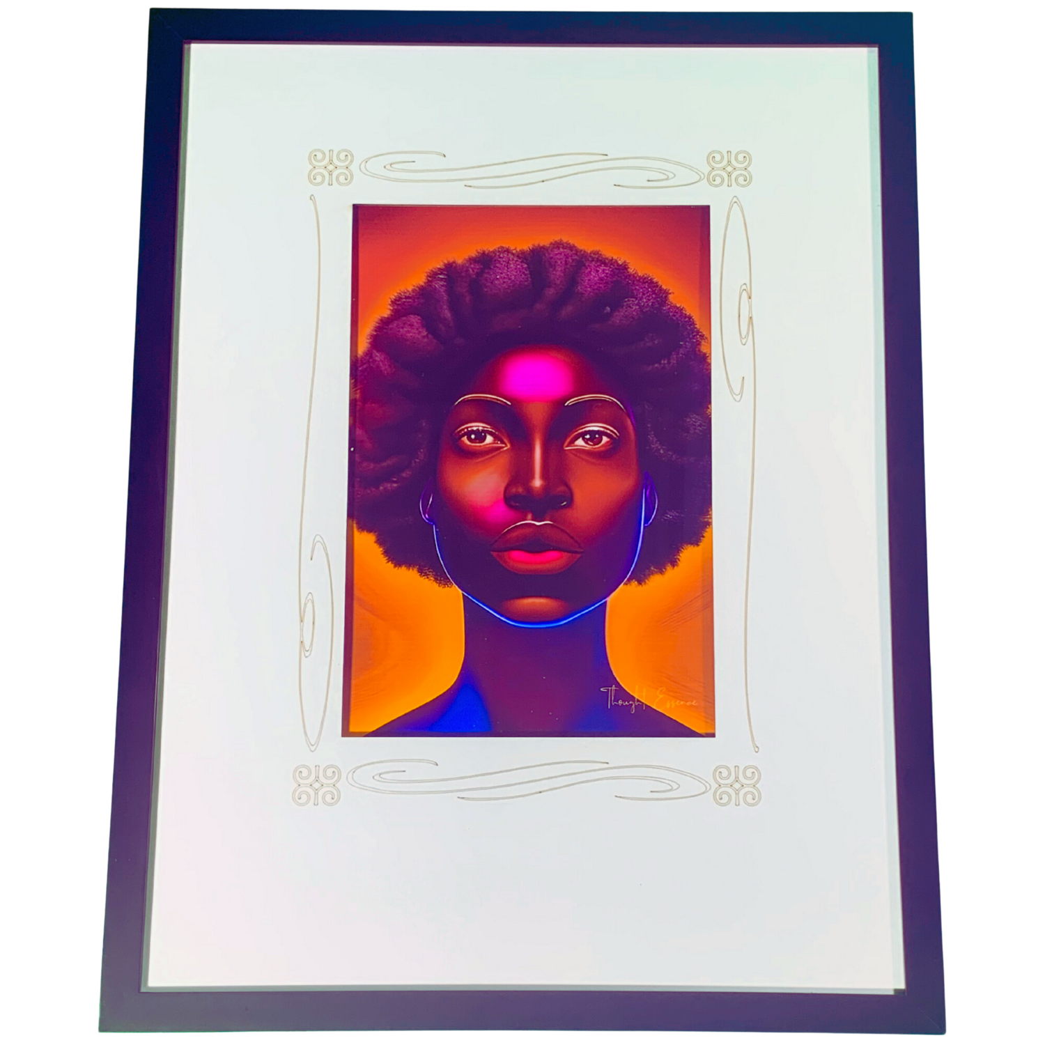 Thought Essence &quot;IQ10#5 - Intuition” Black Framed Wall Art Print: A Mystical Ode to the Whisperings of Our Inner Voice