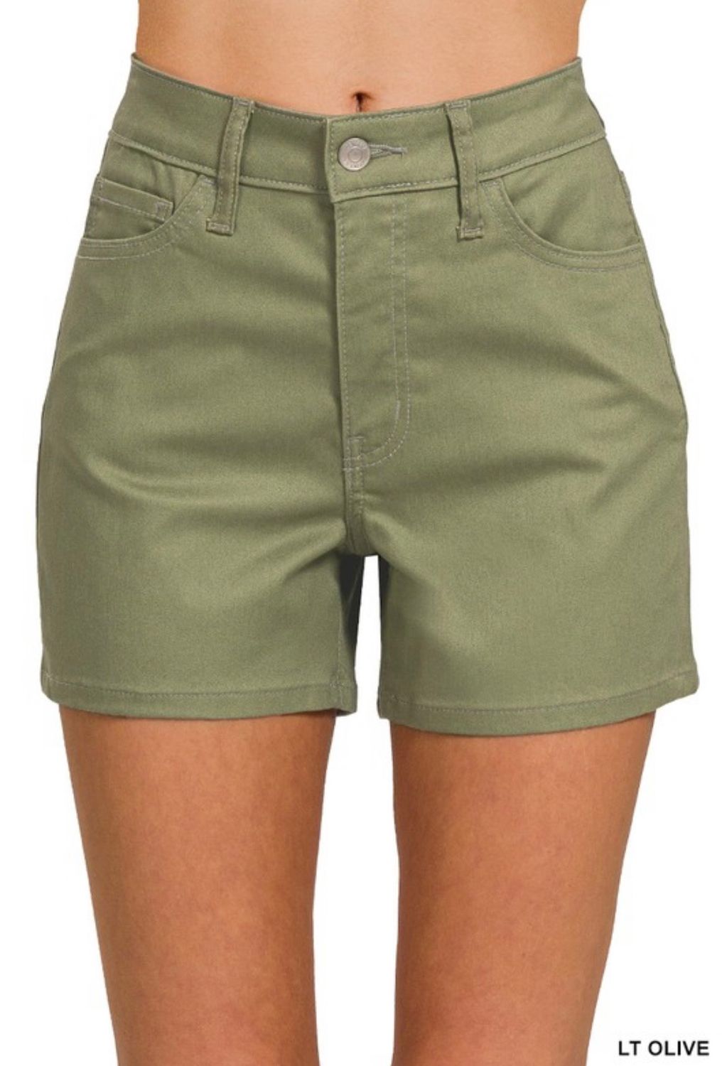 Zenana Lt Olive High Rise Color Jeans