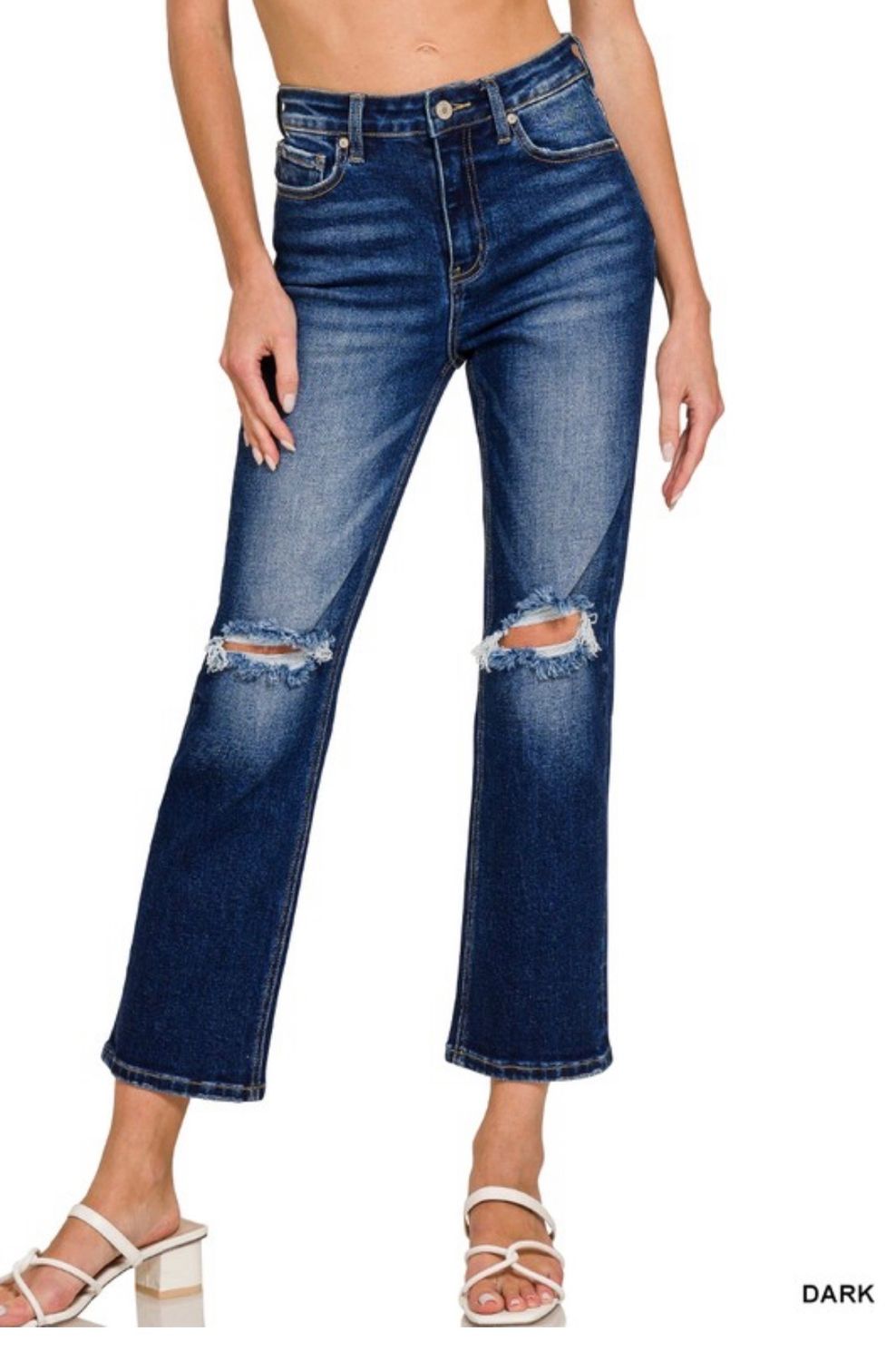 Zenana Distressed Cropped Denim Jeans