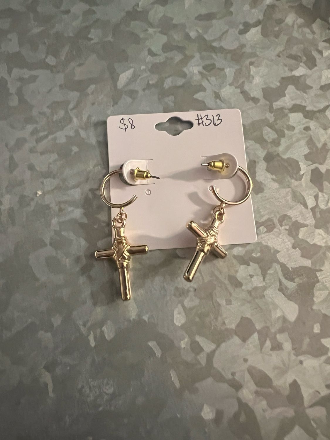 Cross Hoop Drop Earrings