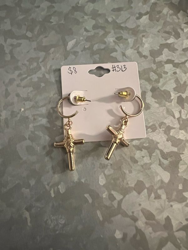 Cross Hoop Drop Earrings Cross Hoop Drop Earrings