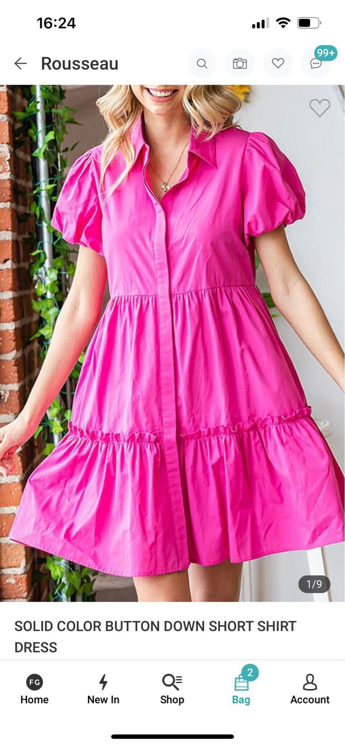 Pink Sold Button Up Dress