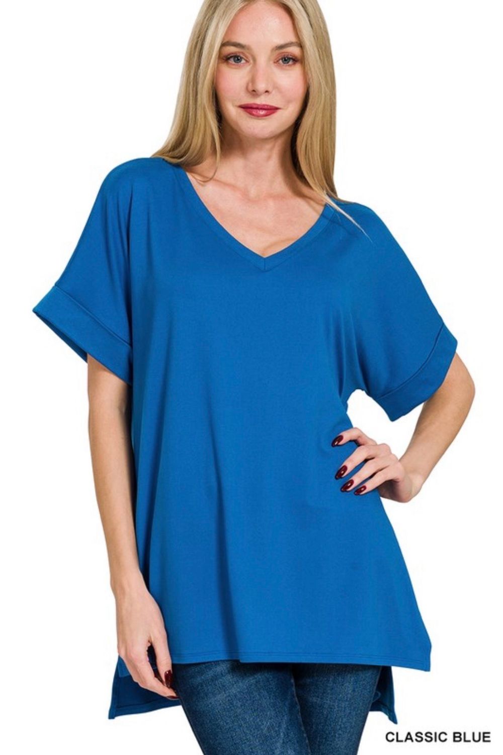 Classic Blue Vneck Blouse