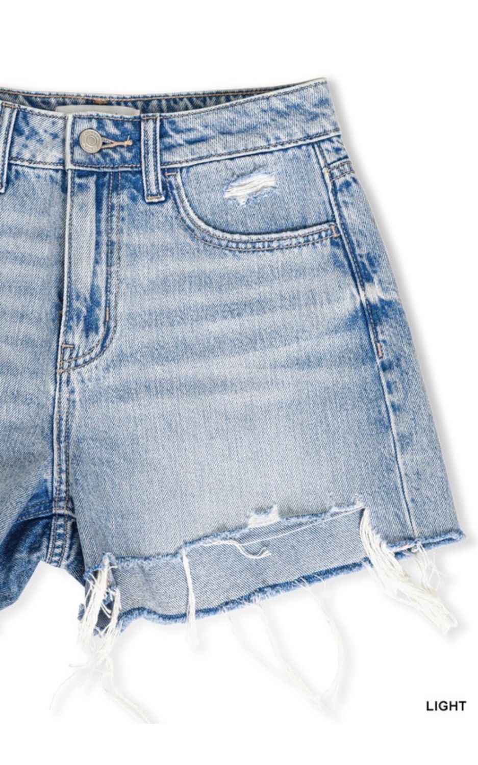 Zenana Light Distressed Shorts