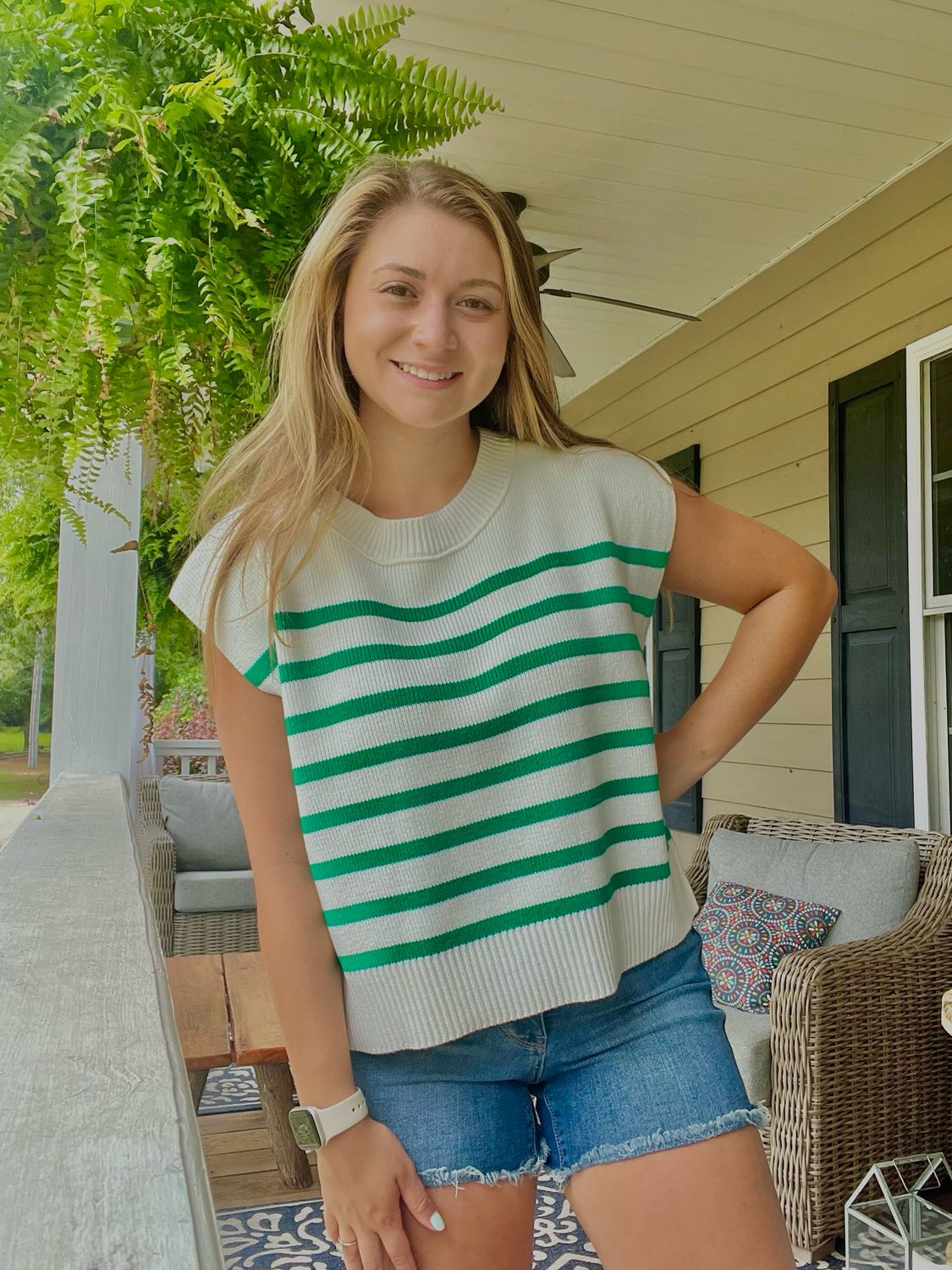 Kelly Green Sweater Blouse