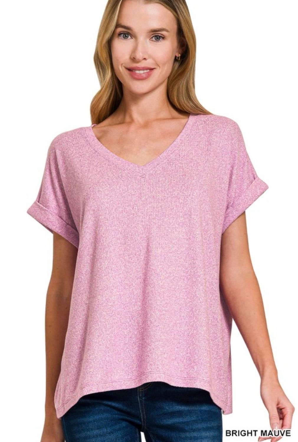 Bright Mauve Vneck Tee