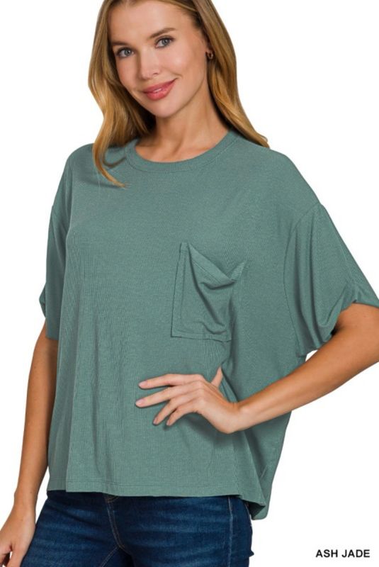 Ash Jade Ribbed Blouse