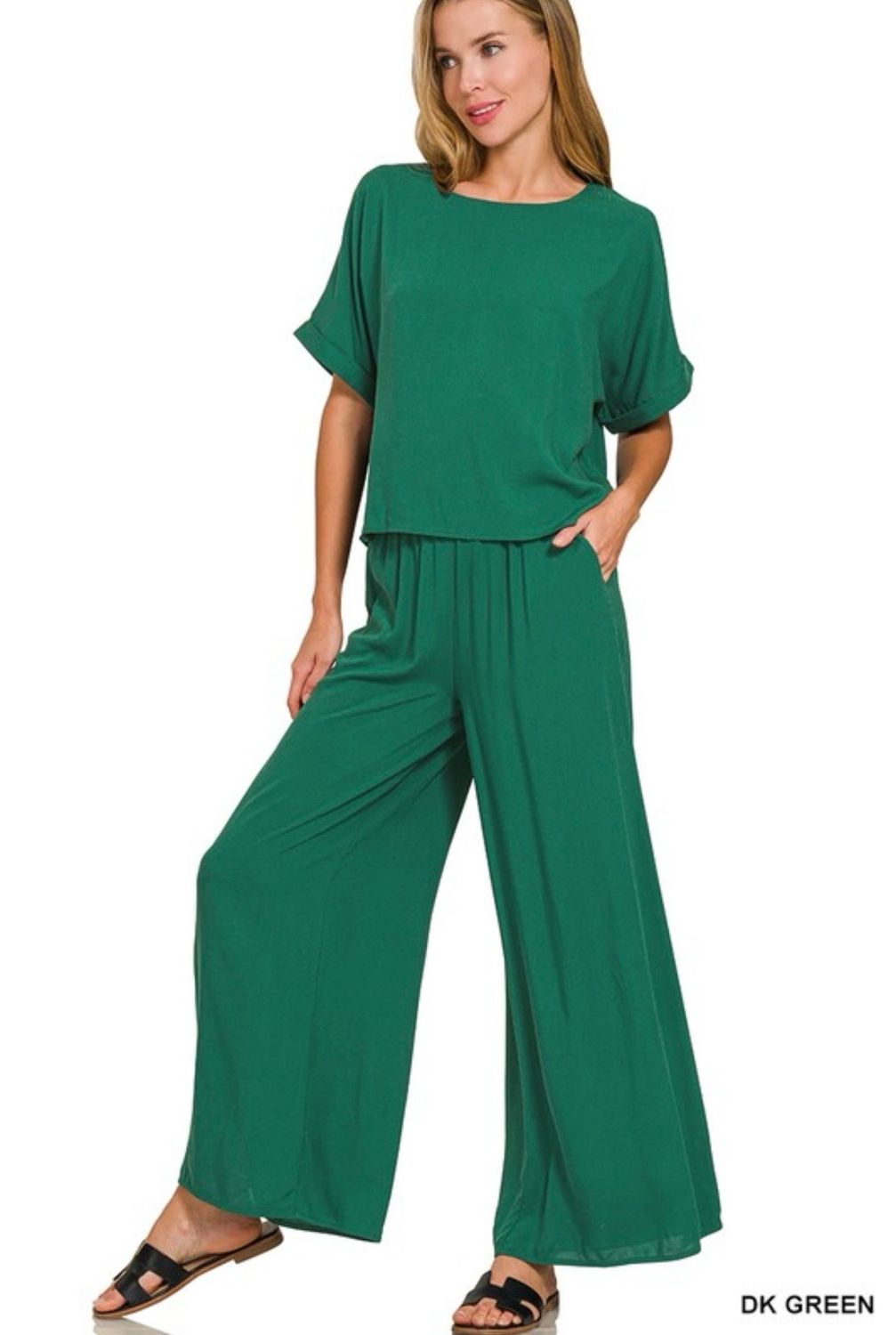 Woven Dk Green Pants Set