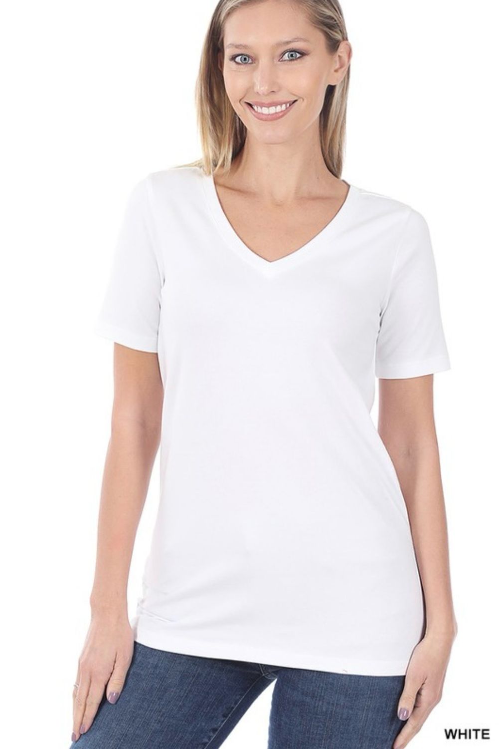 White Vneck Tee