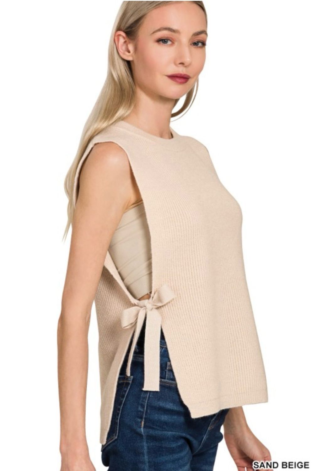 Sand Beige Side Tie Sweater Sand Beige Side Tie Sweater