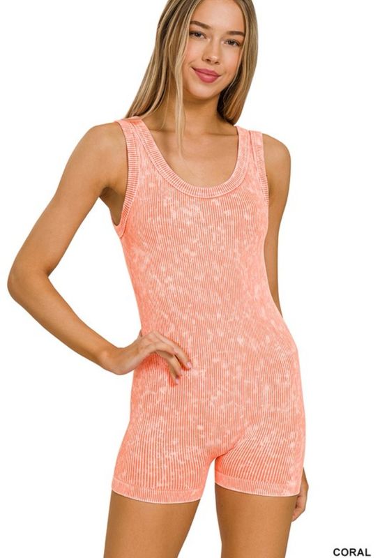 Coral Sports Romper