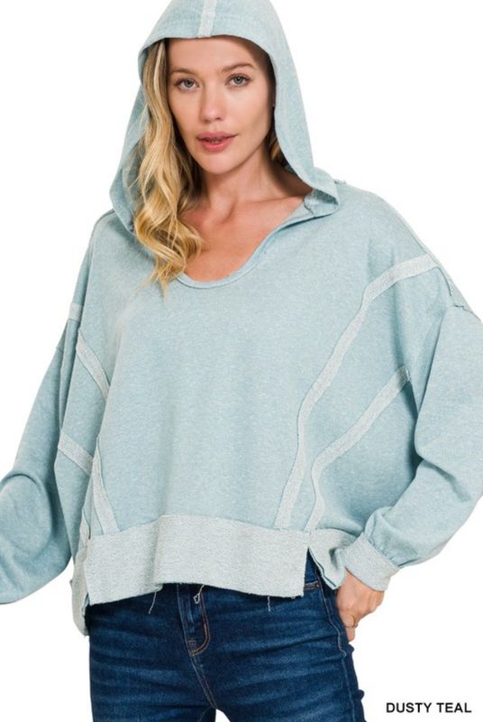Dusty Teal Contrast Hoodie Dusty Teal Contrast Hoodie