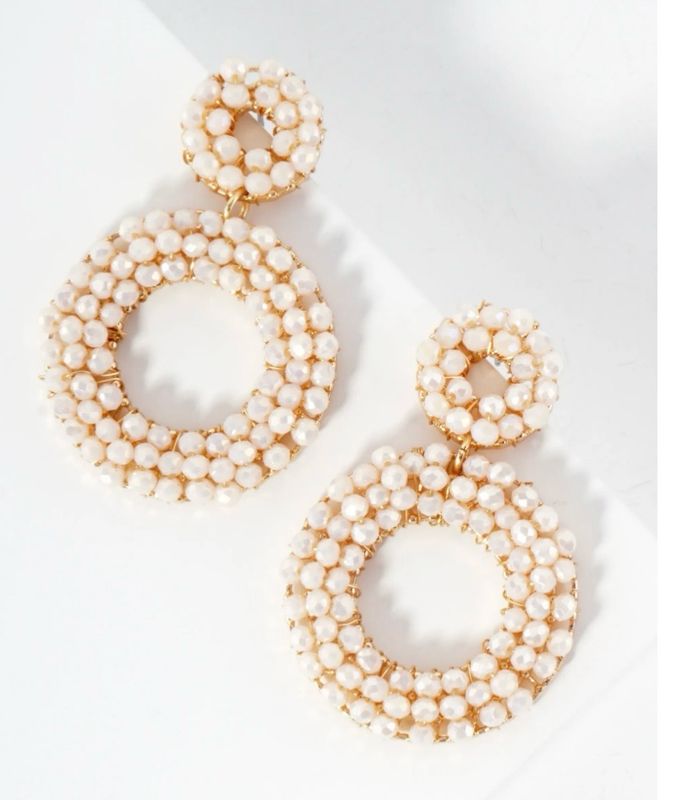 Beaded White Earrings Beaded White Earrings
