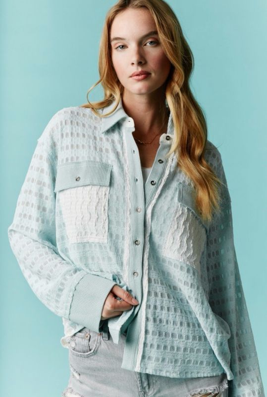 Mint Color Block Shirt