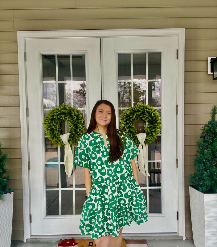 Green Floral Print Dress
