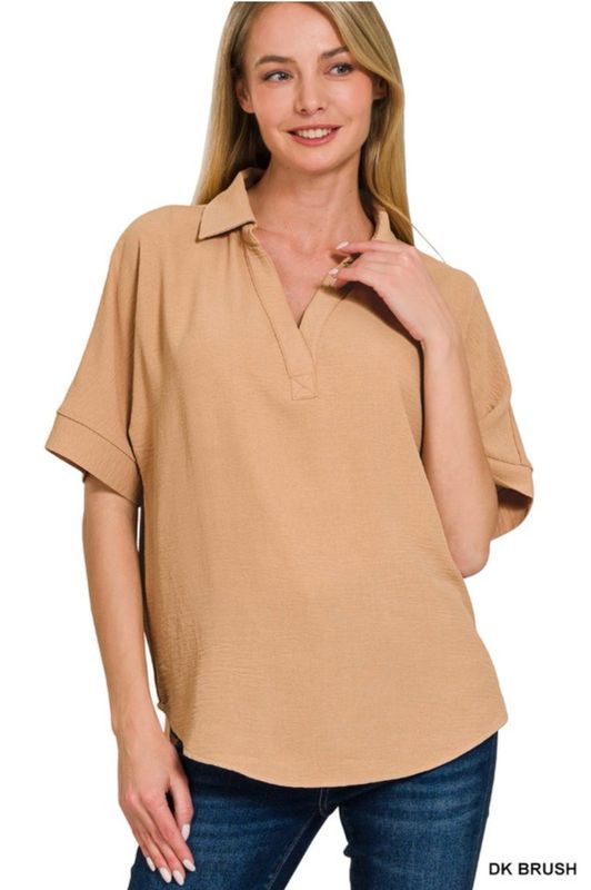Dark Brush Collared Airflow Blouse