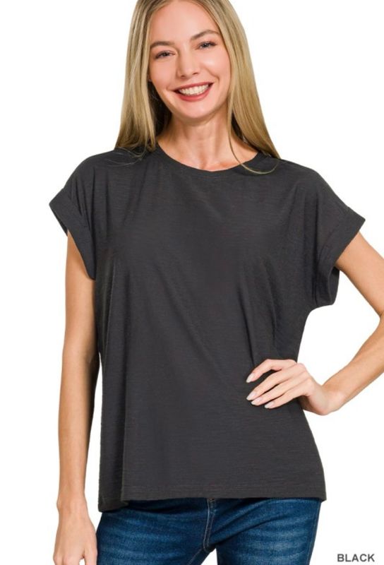 Black Cuffed Tee