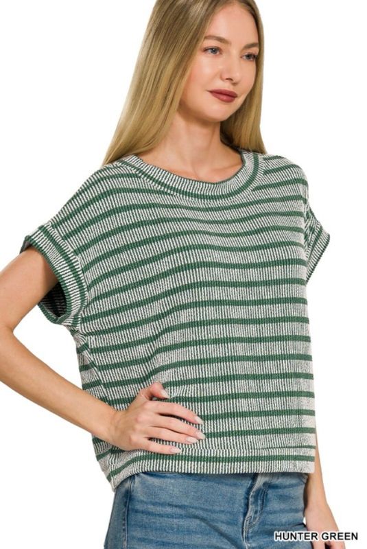 Hunter Green Ribbed Blouse