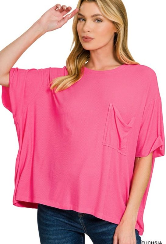 Fuschia Round Neck Short Sleeve