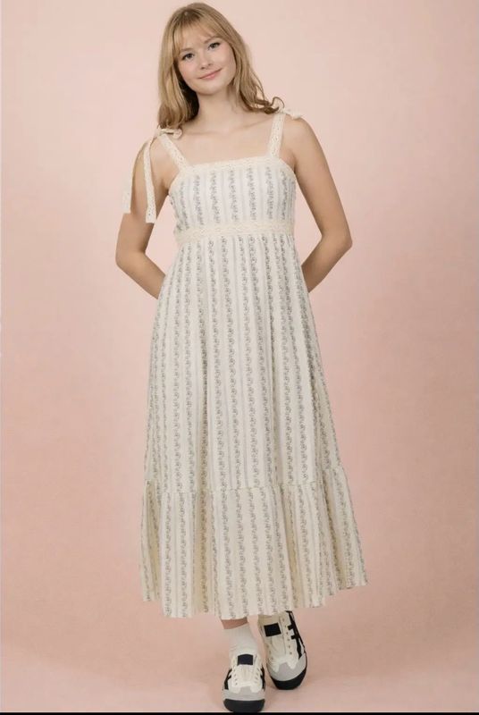 Lace Trim Midi Dress