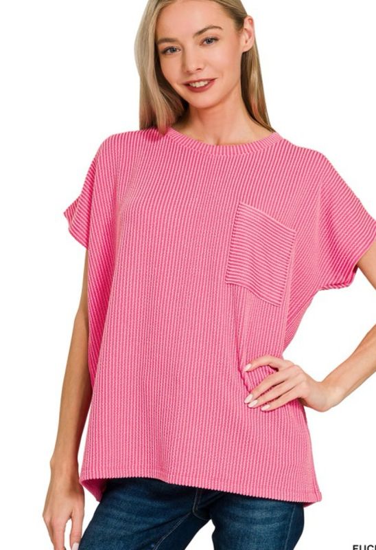 Fuschia Ribbed Top