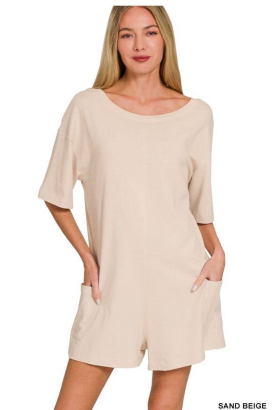 Sand Beige Reversible Romper