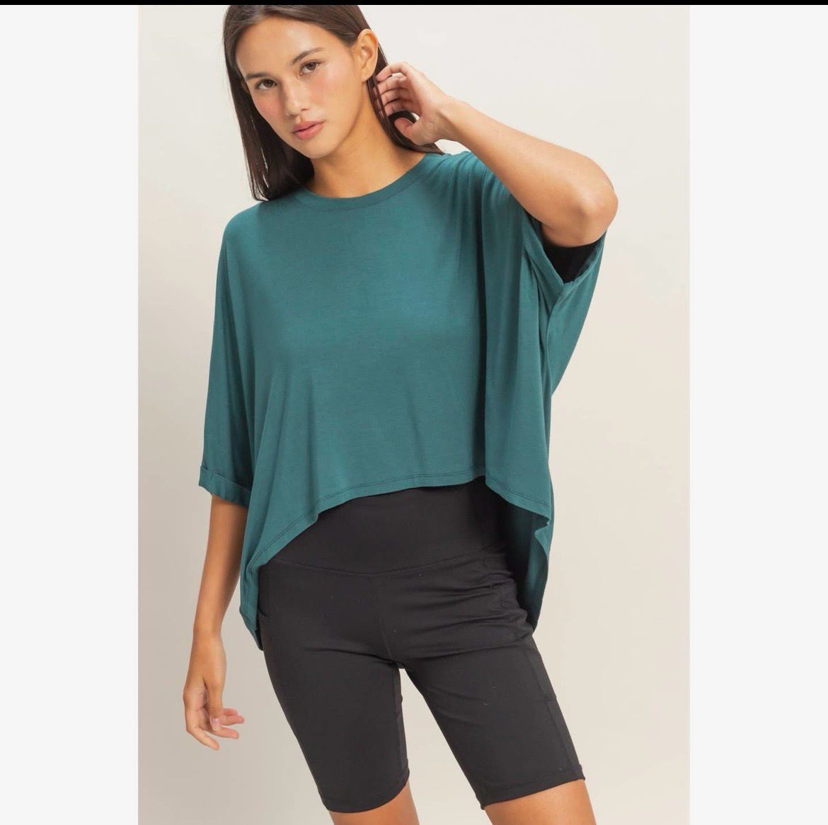 Teal Batwing Blouse