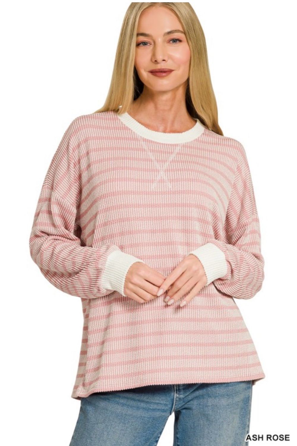 Ash Rose Zenana Ribbed Pullover Ash Rose Zenana Ribbed Pullover